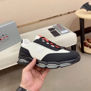 prada luxury sneakers black white red