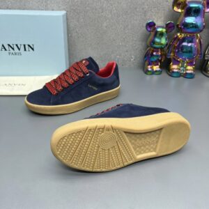 lanvin suede sneakers navy blue