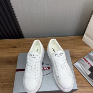 prada downtown leather sneakers white