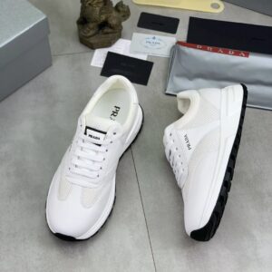 prada prax leather sneakers white