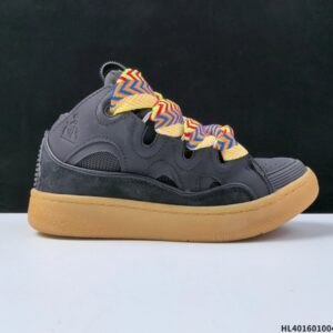 lanvin curb leather sneakers black