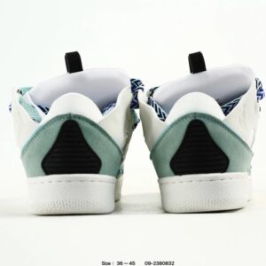 lanvin curb leather sneakers white blue
