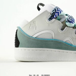 lanvin curb leather sneakers white blue