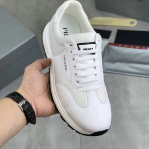 prada prax leather sneakers white
