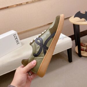loewe green leather sneakers black accent