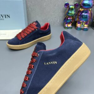 lanvin suede sneakers navy blue