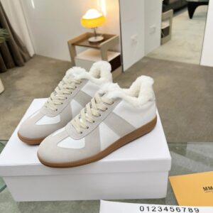 maison margiela mm6 shearling sneakers white