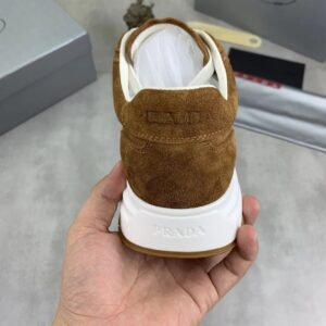 prada prax suede sneakers brown