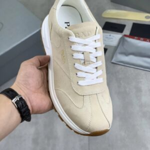prada prax suede sneakers beige