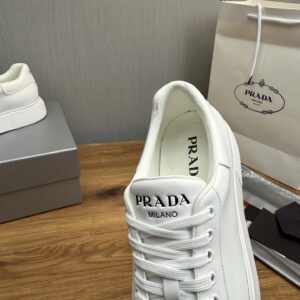 prada downtown leather sneakers white
