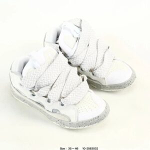 lanvin curb leather sneakers white