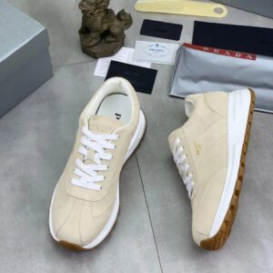 prada prax suede sneakers beige