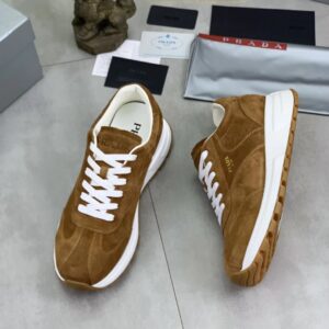prada prax suede sneakers brown