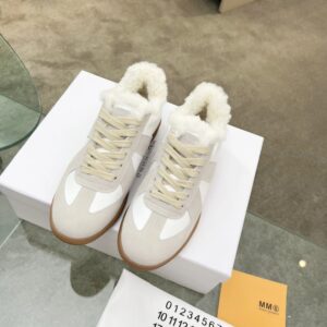 maison margiela mm6 shearling sneakers white