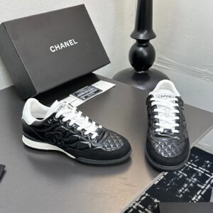 chanel quilted sneakers black