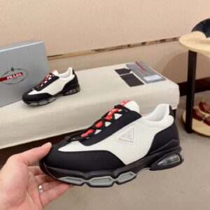 prada luxury sneakers black white red