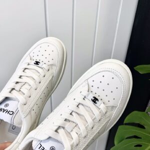 chanel white logo sneakers