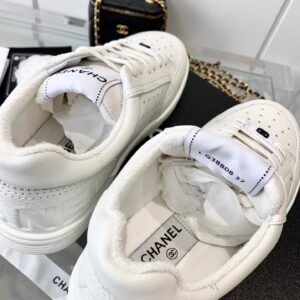 chanel white logo sneakers
