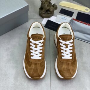 prada prax suede sneakers brown
