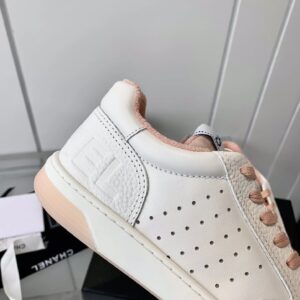 chanel white logo sneakers pink