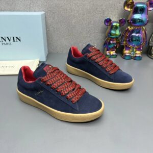lanvin suede sneakers navy blue