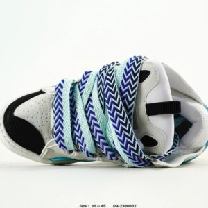 lanvin curb leather sneakers white blue