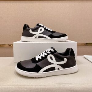 loewe black leather sneakers white accent