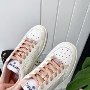chanel white logo sneakers pink