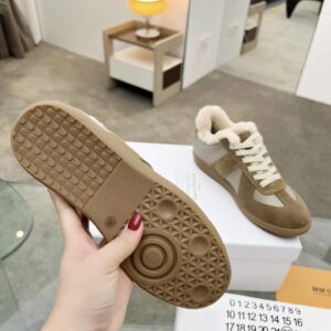 maison margiela mm6 shearling sneakers brown