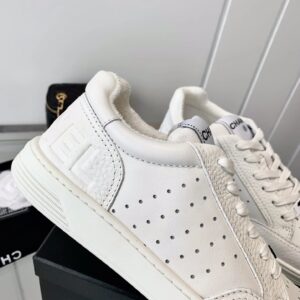 chanel white logo sneakers