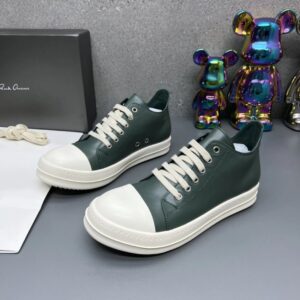 rick owens leather sneakers dark green