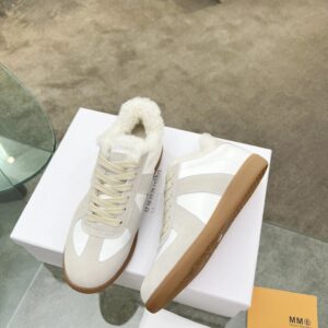 maison margiela mm6 shearling sneakers white