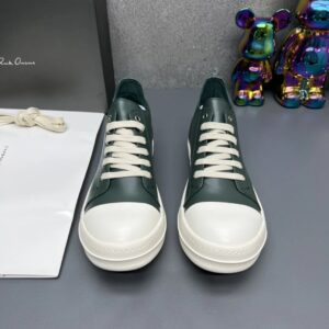rick owens leather sneakers dark green