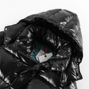 moncler hanoverian fw21 long hooded glossy down coat​ black