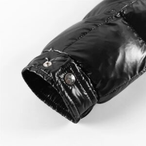 moncler hanoverian fw21 long hooded glossy down coat​ black