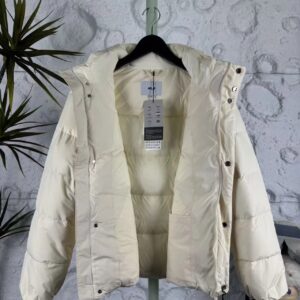 ​​mlb small logo short puffer jacket for couples ​beige