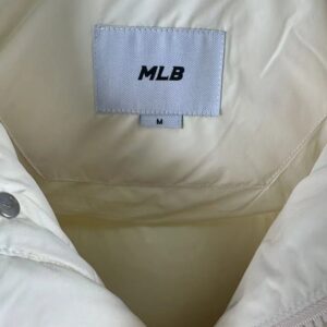 ​​mlb small logo short puffer jacket for couples ​beige