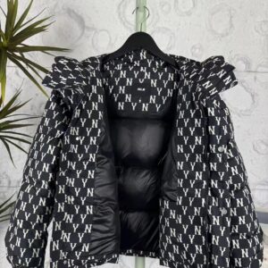 ​​mlb unisex vintage monogram hooded short puffer jacket​ black