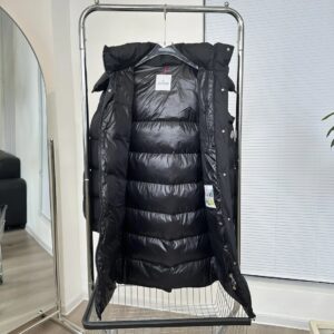 moncler matte longline down coat black