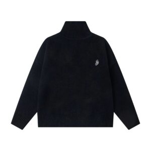 stussy high neck knit sweater black/gray
