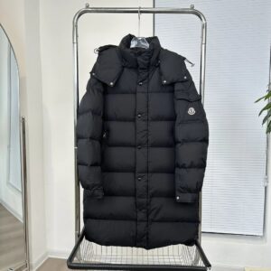 moncler matte longline down coat black
