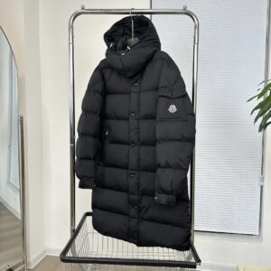 moncler matte longline down coat black