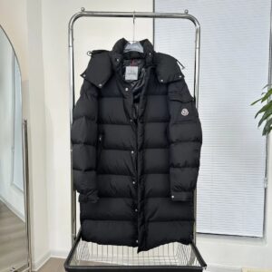 moncler matte longline down coat black