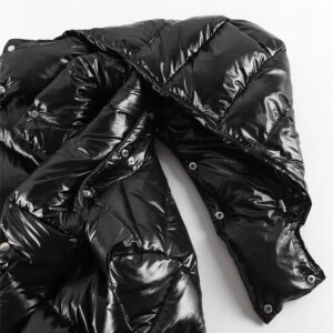 moncler hanoverian fw21 long hooded glossy down coat​ black