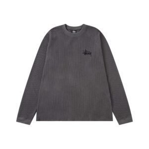 ​​stussy 2025 fall waffle knit long sleeve t shirt unisex (cream, royal blue, charcoal grey)​