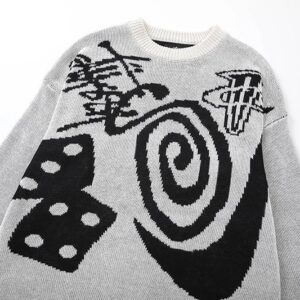 ​​stussy relaxed fit crew neck knit sweater (white​)