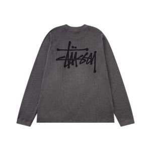 stussy waffle long sleeve beige