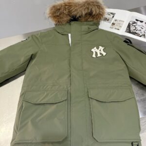 ​​mlb new york yankees oversized logo hooded long puffer jacket​ green