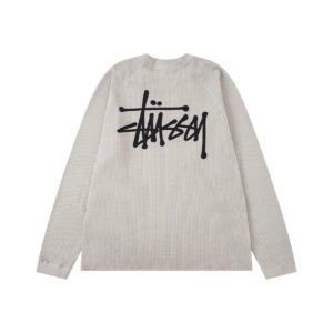 ​​stussy 2025 fall waffle knit long sleeve t shirt unisex (cream, royal blue, charcoal grey)​