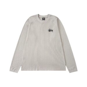 ​​stussy 2025 fall waffle knit long sleeve t shirt unisex (cream, royal blue, charcoal grey)​
